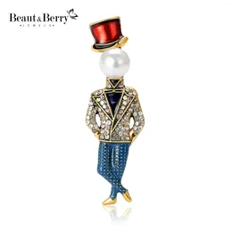 Brooches Beaut&Berry Trendy Rhinestone Pearl Magician For Women Unisex Office Party Casual Pins Accessories Gifts