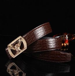 New Crocodile Smooth Buckle Mens FullGrain Leather Belt Korean Fashion Trend Allmatch Buckle Leather Waistband113974164