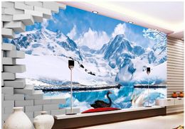 Fresh snow mountain Tianchi 3D TV backdrop mural 3d wallpaper 3d wall papers for tv backdrop1523549