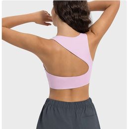 Solid Colour Women Fitness Sports Bra L-36 Gym Yoga backless Tank Tops Athletic Back Cutout Cross Sportswear Workout Soft Shirt With Chest Pad