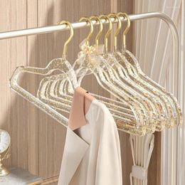 Hangers 1PC Acrylic Hanger Clothing Organizer Wardrobe Pants Coat Drying Rack Transparent Gold Hook Adult