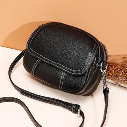 Bag Small Women Crossbody Genuine Leather Shoulder Bags For Ladies 2024 Solid Color Circular Messenger Purses Daily Mini