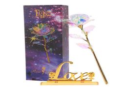 Drop Valentine039s Day Creative Gift 24K Foil Plated Rose Gold Rose Lasts Forever Love Wedding Decor Lover Lighting5792160