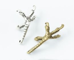 50pcs 3415MM Vintage bronze Silver Colour Hawk claw bird talons charms metal pendant for bracelet earring necklace diy jewelry6044985