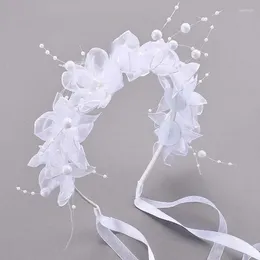 Hair Accessories Ncmama Sweet Girls Bridal Pearl Hairbands Bohemia Headdress Flower Wreath Bride Garland Head Hoop Headbands