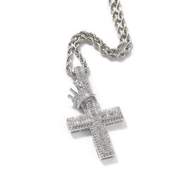 Vintage Crown Cross Necklace Fashion Mens Gold Necklace Hip Hop Iced Out Pendant Necklaces Jewelry8463292