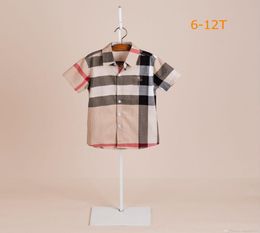 Designer Kids Plaid Shirts summer Children Lapel short Sleeve shirt Tops Big Boys Girls Cotton Clothing 512T A71786455702