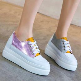 Casual Shoes US 4-10 Fashion Sneakers Women's Leather Oxfords Platform Wedge High Heels Ankle Boots Lace Up Creepers