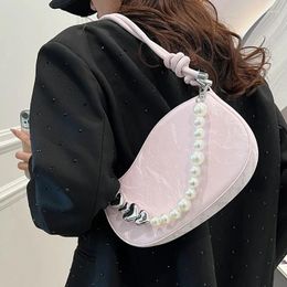 Shoulder Bags Women's High Quality Summer Small Square Bag Fashion Pearl Underarm Purses And Handbags Drop