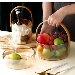 Plates Nordic Fruit Basket Simple Portable Glass Living Room Japanese Salad Bowl Household Snack Plate Wine Barrel