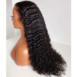 Hair Products Long Glueless Synthetic Deep Curly Lace Front Wigs with Baby Hair 180Density Lace Black Colour Wigs for Black Women