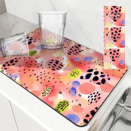 Table Mats Coffee Tablewear Drain Pad Animal Bathroom Square Absorbing Anti-slip Dry Mat Kitchen Placemat Dishes Cup Splash Proof Drainer