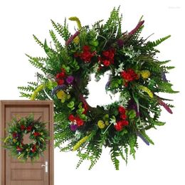 Decorative Flowers Wildflower Door Wreath Realistic Artificial Lavender Daisy For Spring Indoor Outdoor Rustic Arts Garden Ornaments