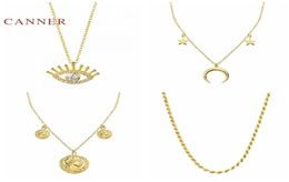 CANNER Real 925 Sterling Silver Necklace For Women Eyes Roman Coins Weaved Jewellery Pendant Chain 18K Choker Joyero 2106167529313