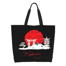 Shopping Bags Funny Printed Kyokushin Karate Landscape Tote Bag Recycling Canvas Shopper Shoulder Martial Arts Handbag