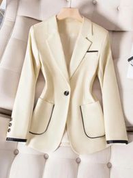 Women's Suits Fashion Ladies Casual Jacket Blazer Women Spring Autumn Black Apricot Long Sleeve Slim Female Coat Plus Size 4XL