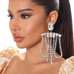 Dangle Earrings 2024 Fashion Heavy Crystal Rhinestone Tassel Drop Women Sexy Irregular Statement Long Large Jewellery