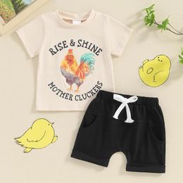 Clothing Sets 0-3-Year-Old Little Boy Two-Piece Set Boys Summer Short Sleeved Rooster Print Top Shorts Baby Sports