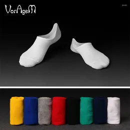 Men's Socks VORAGEM Man's High Quality Brand Pure Color Men Invisible Spring Cotton Boat 5pairs 1lot