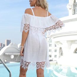 White Lace Cover-ups Beachwear Black Beach Cover Ups For Swimwear Women Bath Exits Outfits Knitted Wear Coverup
