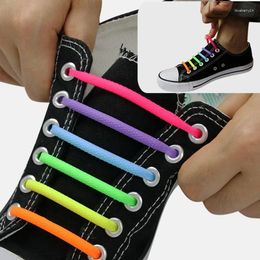 Shoe Parts 16Pcs Round Silicone Shoelaces Without Ties Elastic Laces Sneakers No Tie Kids Adult Rubber Quick Shoelace For Shoes