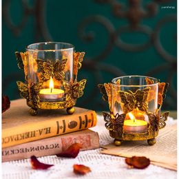 Candle Holders European Cup Do Old Butterfly Bottom Light Luxury Restaurant Stand Home Atmosphere Craft Ornaments