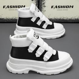 Boots 2023 Hot High top Men's Fashion Boots Casual Leather Sneakers Thicksoled Sneakers Men Chunky Shoes Comfort Platform Boots Men