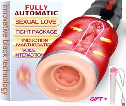 Louge Oral Sex Mouth Suction Automatic Male Masturbator For Man Silicone Vagina Real Pussy Moan Vibrator Sex Toys For Men Erotic Y1119835