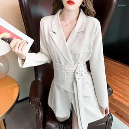 Women's Suits Insozkdg Suit Dress Design Jacket Office Lady Street Slimming Temperament Long-sleeved Lace-up Waist Blazer Skirt