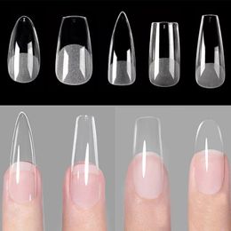 120pcsBag Press on Nails Coffin Nail Tips clear Full Cover Fake Artificial Long Ballerina 240430