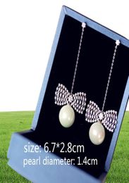 Luxury Vintage Flower Cubic Zirconia Stone Simulated Earrings With Pearl Long Drop Women Bridal Jewelry Chandelier Earrings C190412827310