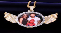 Custom Made Po With Wings Medallions Necklace Pendant Rope Chain Gold Silver Colour Cubic Zircon Men039s Hip hop Jewel8861166