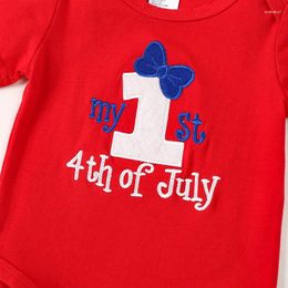 Clothing Sets Born Infant My First 4th Fourth Of July Baby Girl Outfits Romper White Red And Blue Shorts Headband