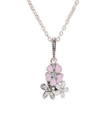 Daisy Sakura Necklace Pendant for 925 Sterling Silver Glamour Fashion Pendant Lady Elegant Trinket with Box1822978
