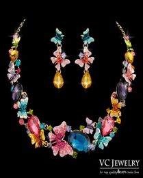 Luxury Gorgeous Colourful Butterfly Austrian Crystal Statement Necklace and Earring Jewellery Set Vs161 Vocheng Jewelry6972175