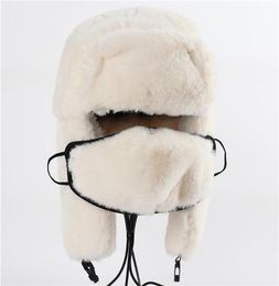 Berets High Quality Ushanka 2022 Thermo Winter Faux Fur Hat Women Bomber Hats Warm Pink Ski Earflaps Mask Soviet Russian Snow Cap4706987