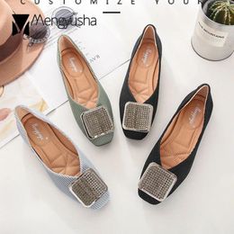 Casual Shoes Paillette Crystal Buckle Weaving Flats Woman Moccasins Ballerina Slip On Cozy Loafers Knitted Thread Ladies Plus Size34-43