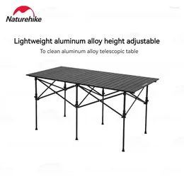 Camp Furniture Naturehike Portable 5.6kg Table Aluminum Alloy Outdoor Camping Picnic BBQ Adjustable Height Folding Desk Retractable Board