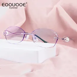 Sunglasses Frames Luxury Sparkling Diamond Design Eyeglasses Women Gradient Coloured Lenses Myopia Hyperopia Eyewear Optics Rimless Sun