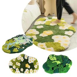 Carpets Floor Mat Flocking Bathroom Absorbent Foot Home Stain-resistant Carpet Flower Small Pastoral Bedroom Style Y0M8