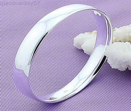 Fashion 925 Silver Round Bracelet Bangles Trendy Simple Large Bracelet For Women Jewellery Gift L2208122363044