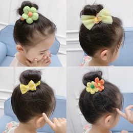 Hair Accessories 3/5 Pcs/Set Children Cute Colors Cartoon Flower Bow Scrunchies Rubber Bands Girls Soft Elastic Hair Bands Kids Hair Accessories