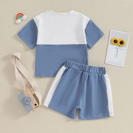 Clothing Sets Toddler Baby Boys Summer Outfit Short Sleeve Colour Block T-shirt Tops Shorts Set Born Infant 2Pcs Clothes