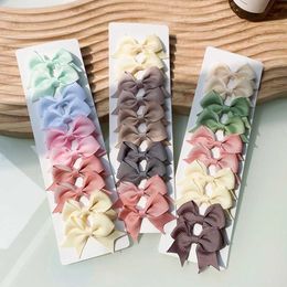 Hair Accessories 10Pcs/Set Solid Color Kids Bows Hair Clips for Baby Girls Handmade Ribbon Bowknot Hairpin MiNi Barrettes Hair Accessories