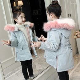 Down Coat Girls'cotton-padded Clothes Style GIRL'S Korean-style Western Mid-length Warm Waist Hugging Cotton-padded Big