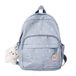 Backpacks 28GD mini nylon womens backpack casual and lightweight day bag anti-theft backpack with cute plush bear charm suitable for girlsL2405