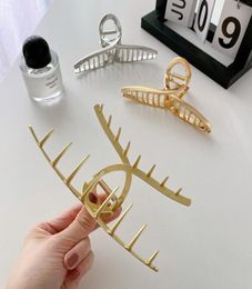 13.5 CM Women Large Alloy Hair Clip Clamp Polishing Metal Ponytail Gold Hair Claw Europe Lady Head Wear Scrunchies Hairpins Pure Color Ornaments Silver3761863