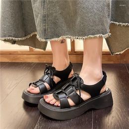 Sandals 2024 Summer Fairy Style Casual And Easy To Wear Women's Lacing Trendy Korean Edition Fashion Thick Sole Comfortable