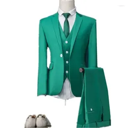 Men's Suits High Quality Custom Green Men Suit Formal Wedding Style For Prom Blazer Slim Fit 3 Piece Groom Tuxedo Costume Homme