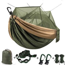 Hammocks Portable Mosquito net Hammock Double-person Folded Into The Pouch Mosquito Net Hammock Hanging Bed For Travel Kits Camping